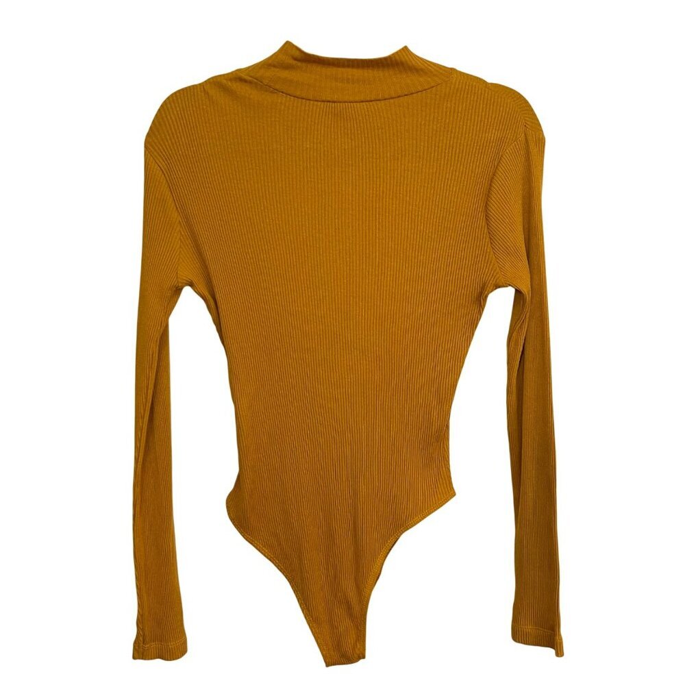 Lamarque Revolve Mustard Long Sleeve Ribbed Bodysuit Small NEW Small - Picture 2 of 4
